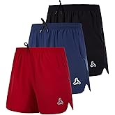 SILKWORLD Men's Running Stretch Quick Dry Shorts with Zipper Pockets(Pack of 2,3)