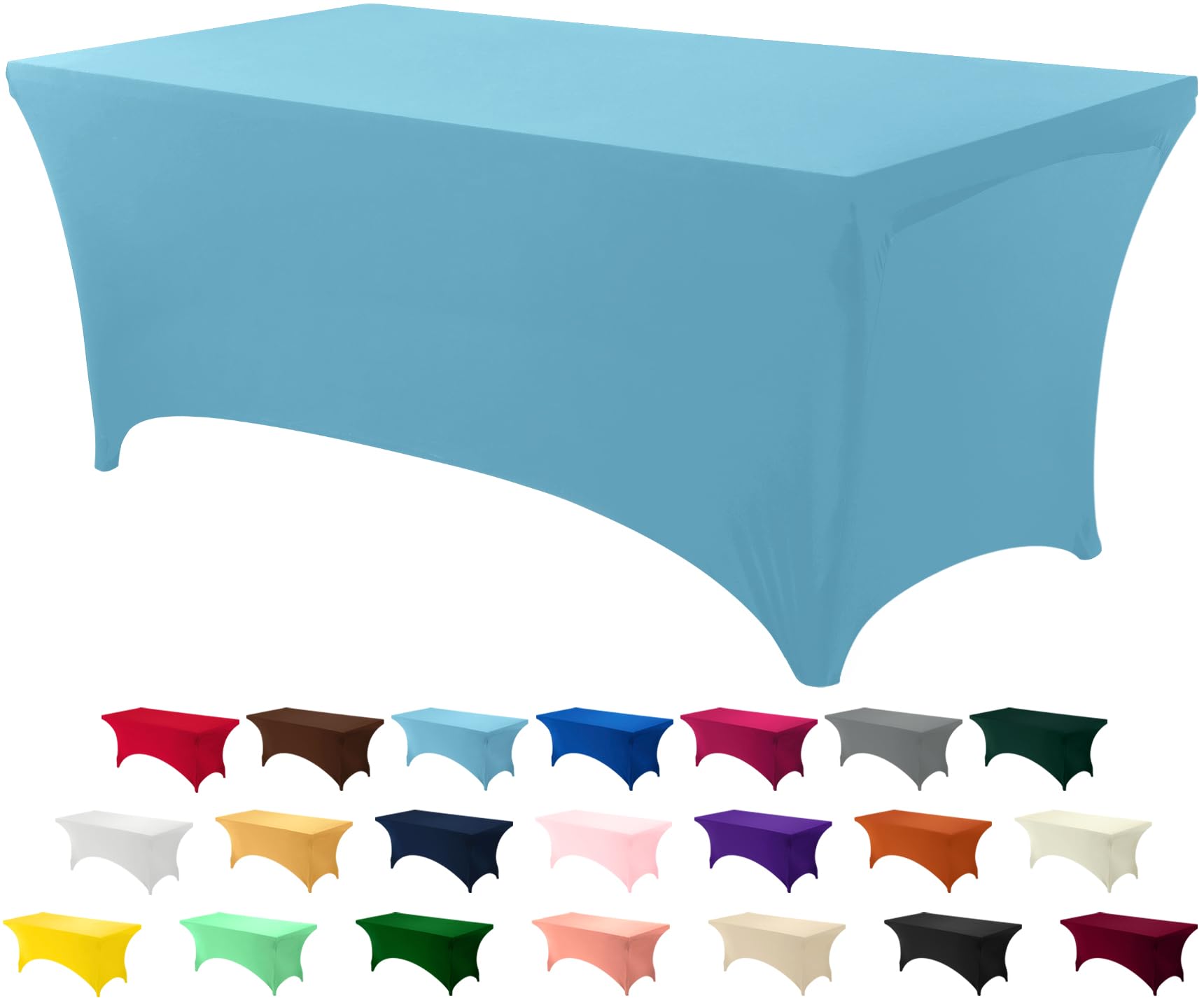 Utopia Kitchen - 6 Ft Stretchable Spandex Tablecloth - Tight Fit Washable and Wrinkle Resistant Table Cover for Event & Parties (Blue Mist)