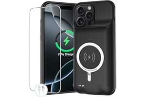MAXBEAR Battery Case for iPhone 16 Pro, 10000mAh Portable Protective Charging Case with Wireless Charging Compatible with iPhone 16 Pro (6.3 inch) Rechargeable Battery Pack Charger Case with Carplay (Black)