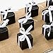 AWELL Black Gift Candy Box Bulk 2x2x2 inches with White Ribbon Party Favor Box,Pack of 50