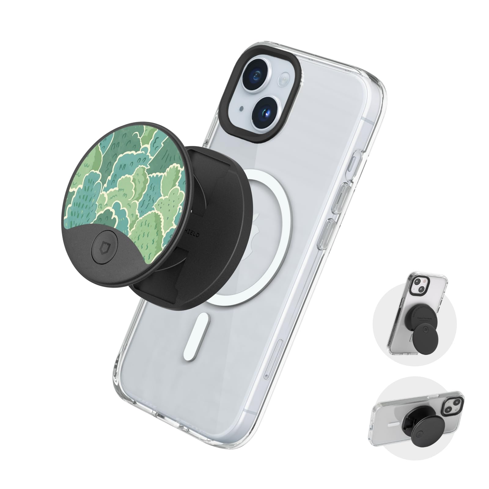 RHINOSHIELD GRIP O Compatible with MagSafe | Phone Grip with Expanding Kickstand for MagSafe Phone Case, Supports Portrait and Landscape Mode, Phone Holder, Smartphone Accessory - Calm Forest
