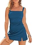 Aleumdr Retro Vintage Ruched Tankini Bathing Suits