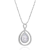 XUPING Crystal Necklace for Women Teardrop Crystal Pendant Necklace Fine Jewelry Silver Dainty Pendant Necklace Cubic Zirconia Necklace Anniversary Birthday Valentine's Day Gift
