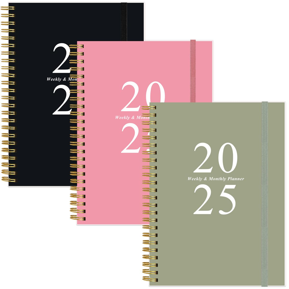 Photo 1 of (1)  GREEN  Planner 2025 - A5 Weekly & Monthly Planner Spiral Bound, January 2025 - December 2025, 2025 Planner with Flexible Cover, Tabs, Inner Pocket, 6.4" x 8.5"