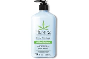 HEMPZ Triple Moisture Body Moisturizer, 17 Oz – Hydrating Lotion Rich with Minerals, Vitamin C, & Hempseed Oil to Nourish & R