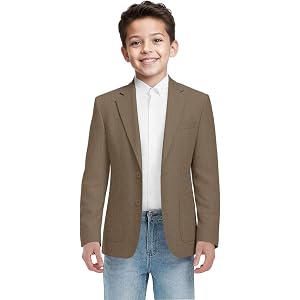Blazer for Boys Lightweight Suits Jackets for Boys Suits Sport Coat Formal | Kids Blazer Slim Fit,2 Buttons,2 Patch Pockets,F