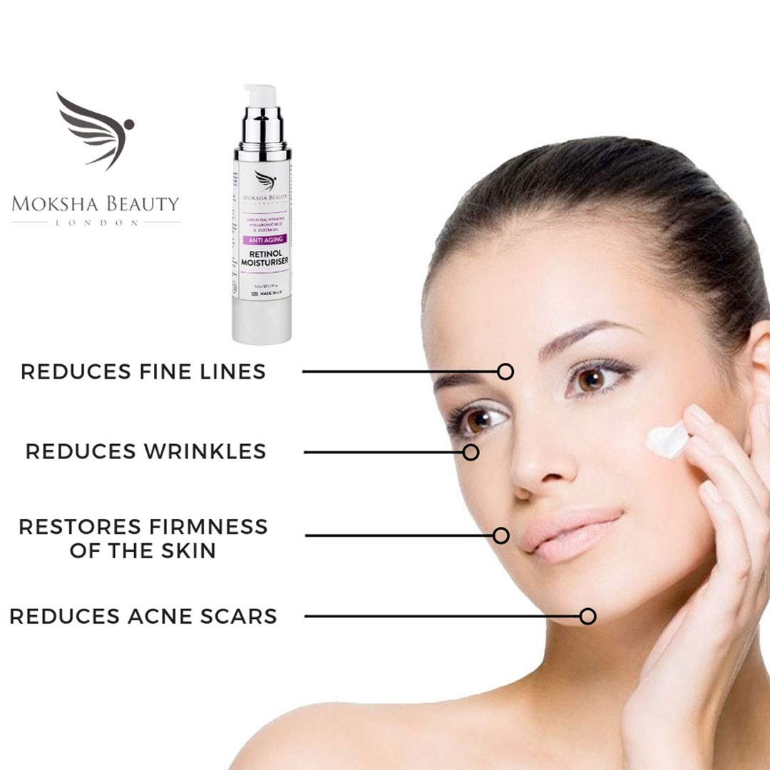 Crema Hidratante Anti-Edad con Retinol Para Cara - 50ml Natural [Made in U.K] Crema Día y Noche para cualquier tipo de piel Cuello y Escote Fórmula ...