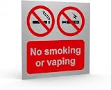 Viro Display No Smoking No Vaping Sign 150mm Aluminium Brushed Self Adhesive view 2