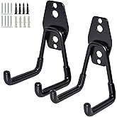 GeeWatom 2 Pack Garage Storage Utility Hooks，Garage Garden Tool Organizer，Steel Wall Mount Hooks, Garden Small U Hooks (Black)