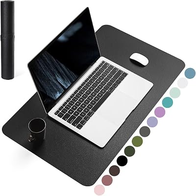 YSAGi Non-Slip Waterproof Desk Pad 60x35 cm Black PVC Leather Mouse Pad