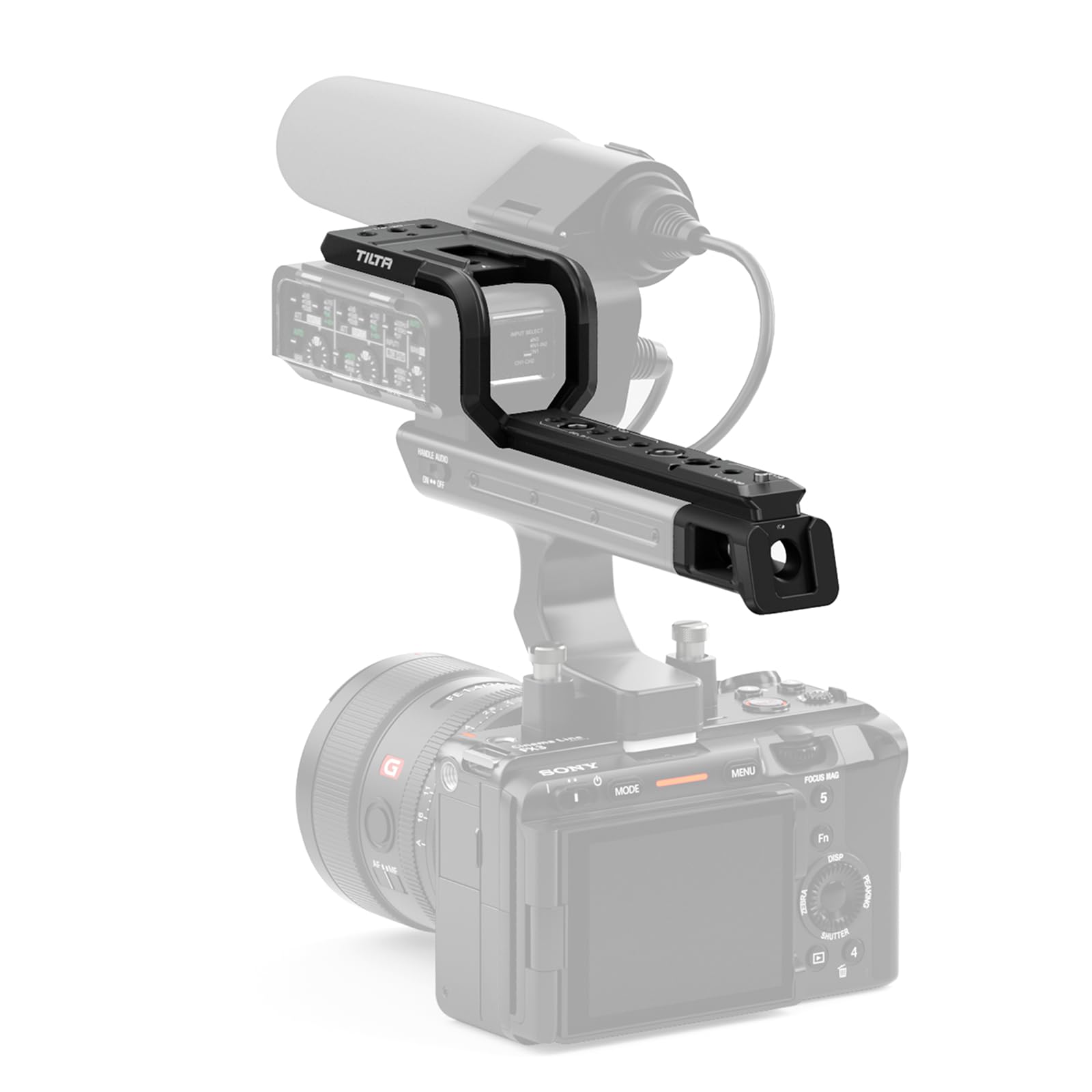 Tilta FX3 FX30 XLR Handle Extension Bracket Compatible with Sony FX30 FX3, with 1/4"-20 and 3/8"-16 Threads Cold Shoe NATO Rail Lightweight and Durable - Black TA-T13-XLR-B