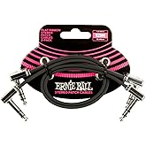 Ernie Ball Flat Ribbon Stereo Patch Cable 2-Pack, 12in Black (P06405)