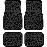 Yewattles Black Leopard Non Slip Car Floor Mats for Car SUV Truck Sedan Van All Weather Protector Feet Mats Front Rear Liners Carpet Mats 4 Pcs Decorative Accessories Gift