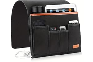 Sofa Armchair Caddy Remote Control Holder - Armrest Organizer with Side Pocket for Recliner Couch, Magazines, Tablets, Phones