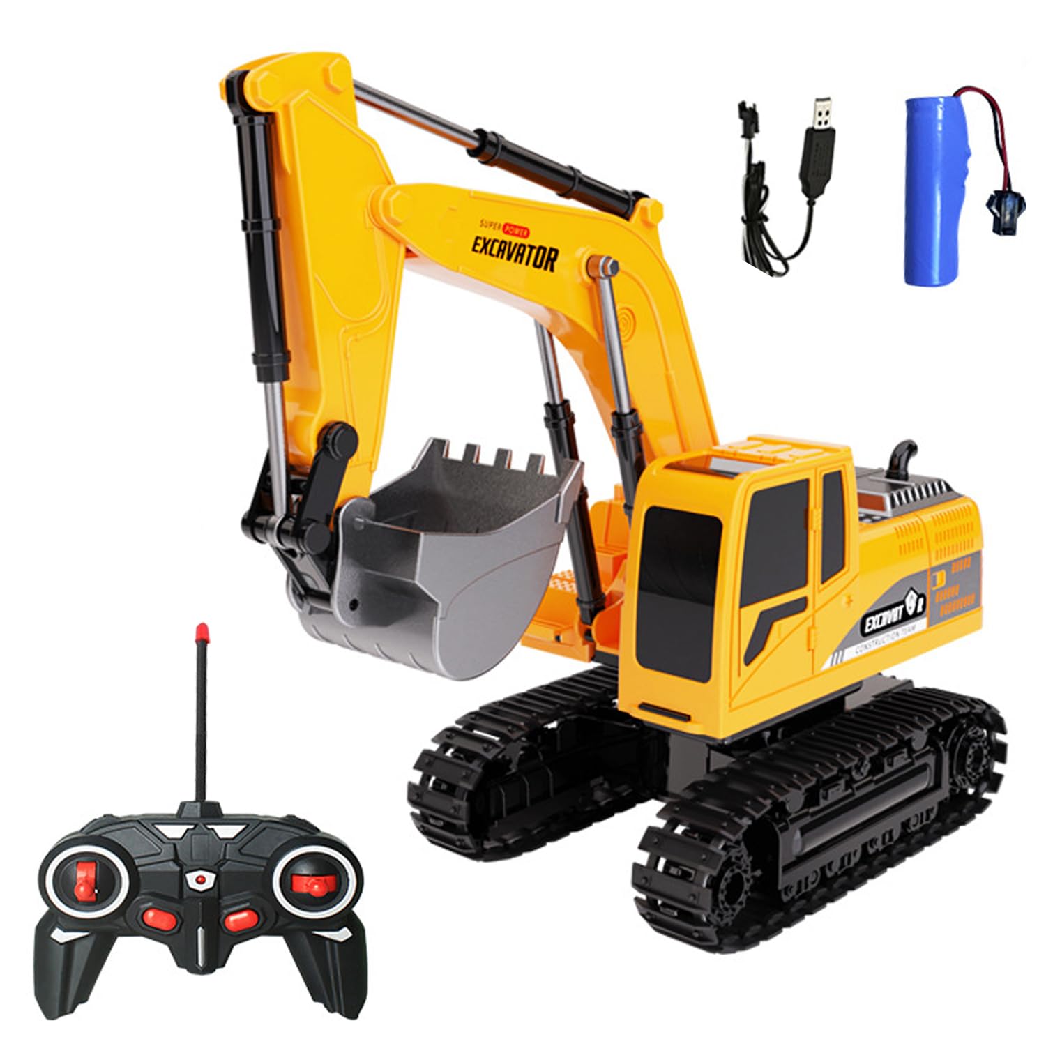 Ruutcasy Remote Control Excavator,Remote Control Digger Excavator Toys,Engineering Sand Digger Construction Vehicle Toy RC Excavator Toy Cars for Kids
