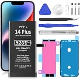 PFHL Battery for iPhone 14 Plus, 5200mAh Upgraded Higher Capacity 0 Cycle Battery Replacement for iPhone 14 Plus, Model A2632, A2885, A2886, A2887, A2896 with Complete Repair Tool Kit