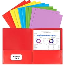 Folders With Pockets 100 Pack Plastic - 5 Color Heavy Duty Two-Pocket ...