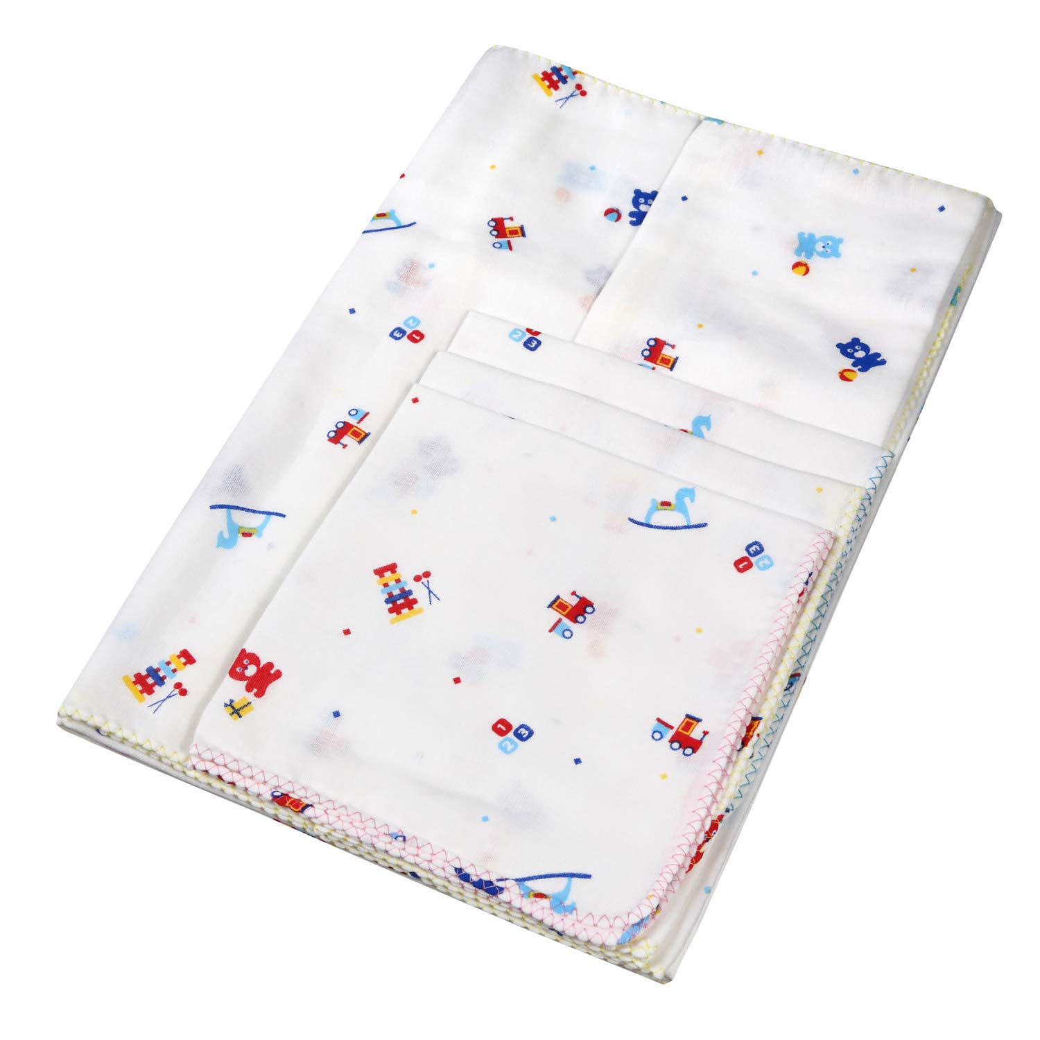 イサム商会 日本製 ガーゼ入浴6点セット おもちゃ柄 ベビー 入浴・スキンケア タオル・ウォッシュクロス 沐浴 お風呂 敏感肌 デリケート コットン商品画像