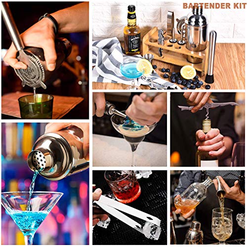 ACEBON Cocktail Shaker Set Edelstahl 15-teiliges Barkeeper Set Bar Zubehör Cocktail Set 750 ML CocktailShaker mit Bambus… – Bild 4