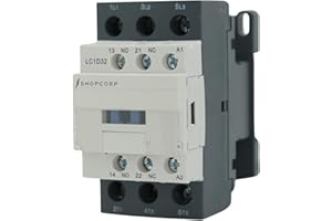 Shopcorp 3 pole contactor 120v coil 30 Amp Normally Open IEC 660V Switch, Auxiliary 1NO/1NC –110-120VAC Coil, Lighting AC Contactor with Mounting Base for DIN Rail - 1 Pack