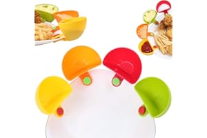 GuoGuo Wu Dip Clip Bowl Holder, 8-Pack Colorful Table Bowls Clip-on Dip Holders, For Tomato, Sauce, Salt, Vinegar, Sugar, Spi
