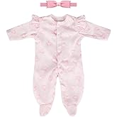 CARANOVO Realistic Reborn Baby Doll Clothes 16-18 inch 2pcs Pink Outfits Clothing Set Accessories Suitable for Reborn Babies and Newborns