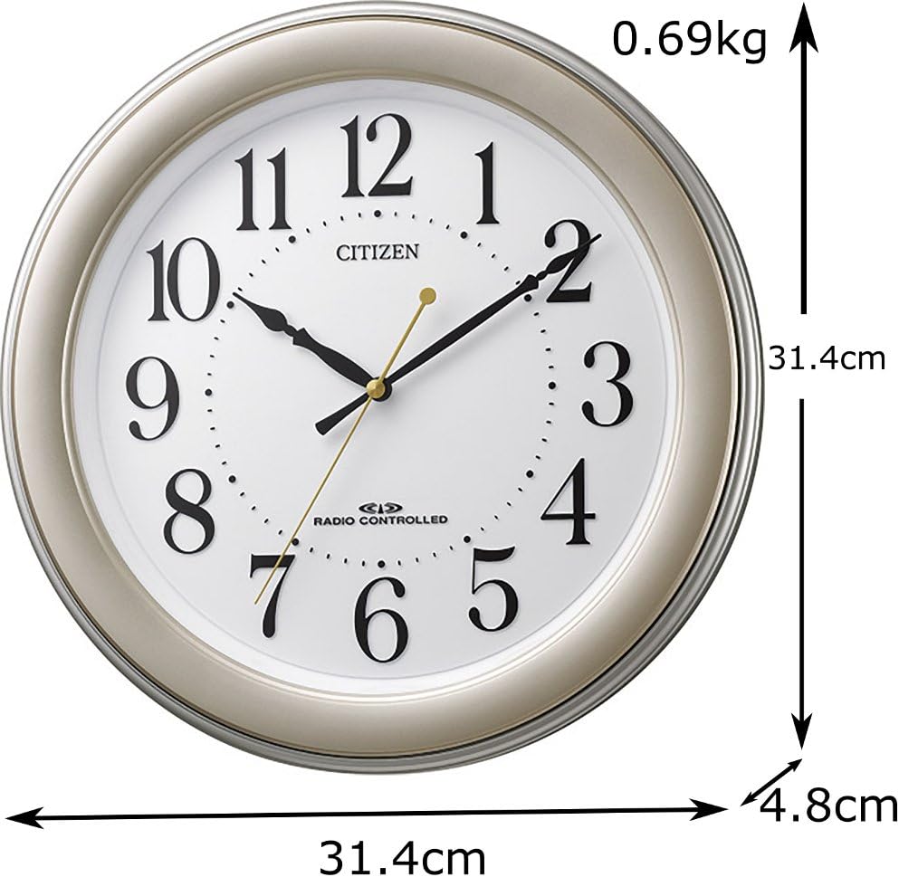 Amazon Co Jp Citizen シチズン 掛け時計 電波時計 静音 ゴールド R509 8my509 018 ホーム キッチン