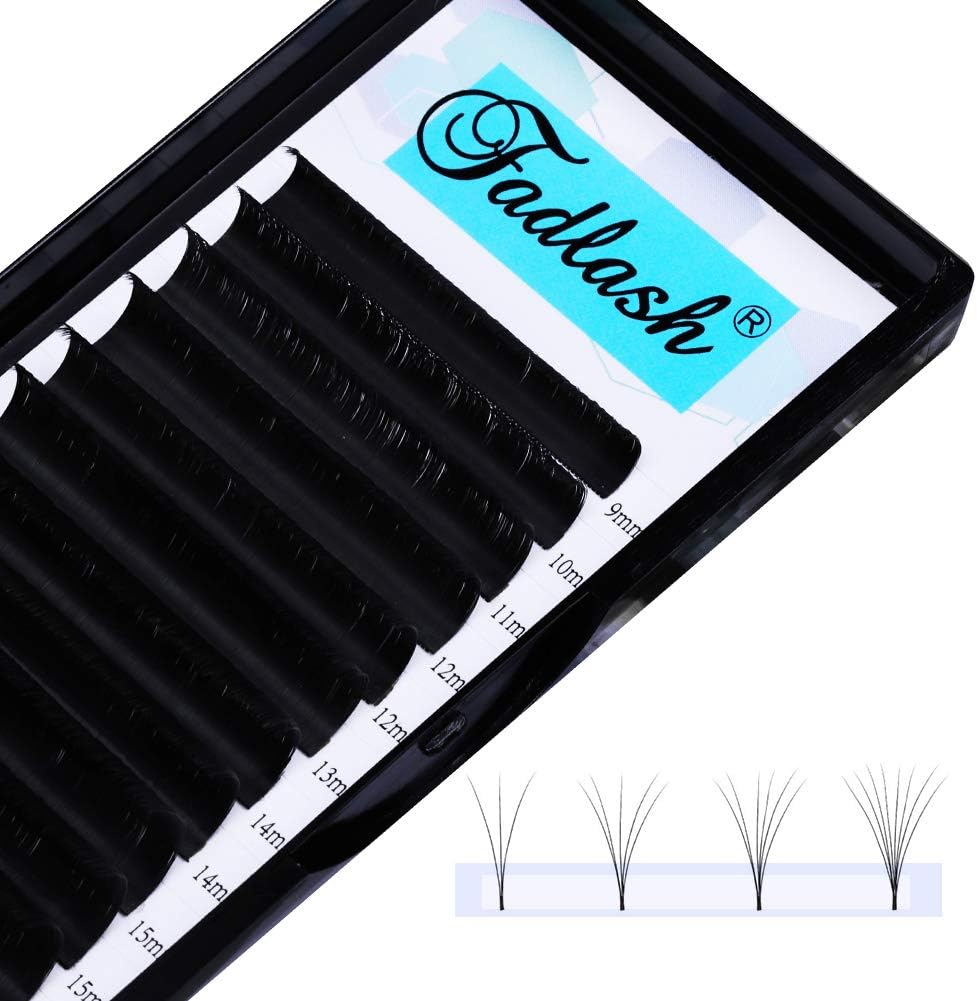 Easy Fan Russian Lashes 0.07 D Curl 12mm Single Tray Withstand 90ā Volume 3D 5D 6D-20D Self Fanning (0.07-D-12)