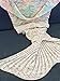DDMY Mermaid Tail Blanket for Kids, Teens and Adult, Handmade Wave Blankets Crochet Knitting, White