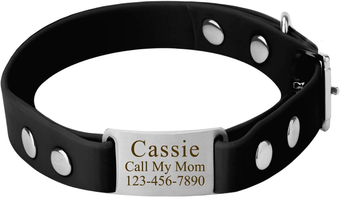 Personalized Dog Collar, Waterproof Dog Collar with Built-In Laser Engraved Nameplate, 3 Adjustable Sizes Small, Medium & Large for Ranges of Dogs