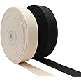 Dortrue Cotton Webbing 1 Inch 2 Rolls/ 20 Yards Webbing Straps for Webbing Bag Handles, Bag Strap,Tote Bag Webbing,Cloth Belt,Arts and Crafts (Black, Natural)