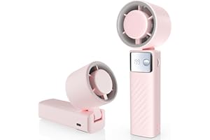 YOSHENMO Portable Handheld Turbo Fan - Foldable Mini Fan with Air Turbo Tech, 1-199 Speed Adjustment, 20H Runtime, LED Display, Battery-Powered for Indoor/Outdoor Use Nude Pink