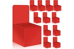 ZZHXKJHKY 12 Pack Raffle Boxes Ballot Box Suggestion Box with Slot, 6 x 6 x 6 Inch Cardboard Raffle Boxes with Slot for Ticket and Removable Header for Collecting Business Card Voting Contest (Red)