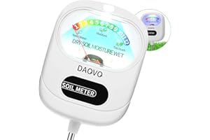 DAQVQ Soil Moisture Meter, Plants Moisture Meter Upgraded-Large Screen-Soil Hygrometer with Light- Plant Water Meter for Indoor and Outdoor Hous Plants, Garden, Farm, Lawn Soil Tester-White