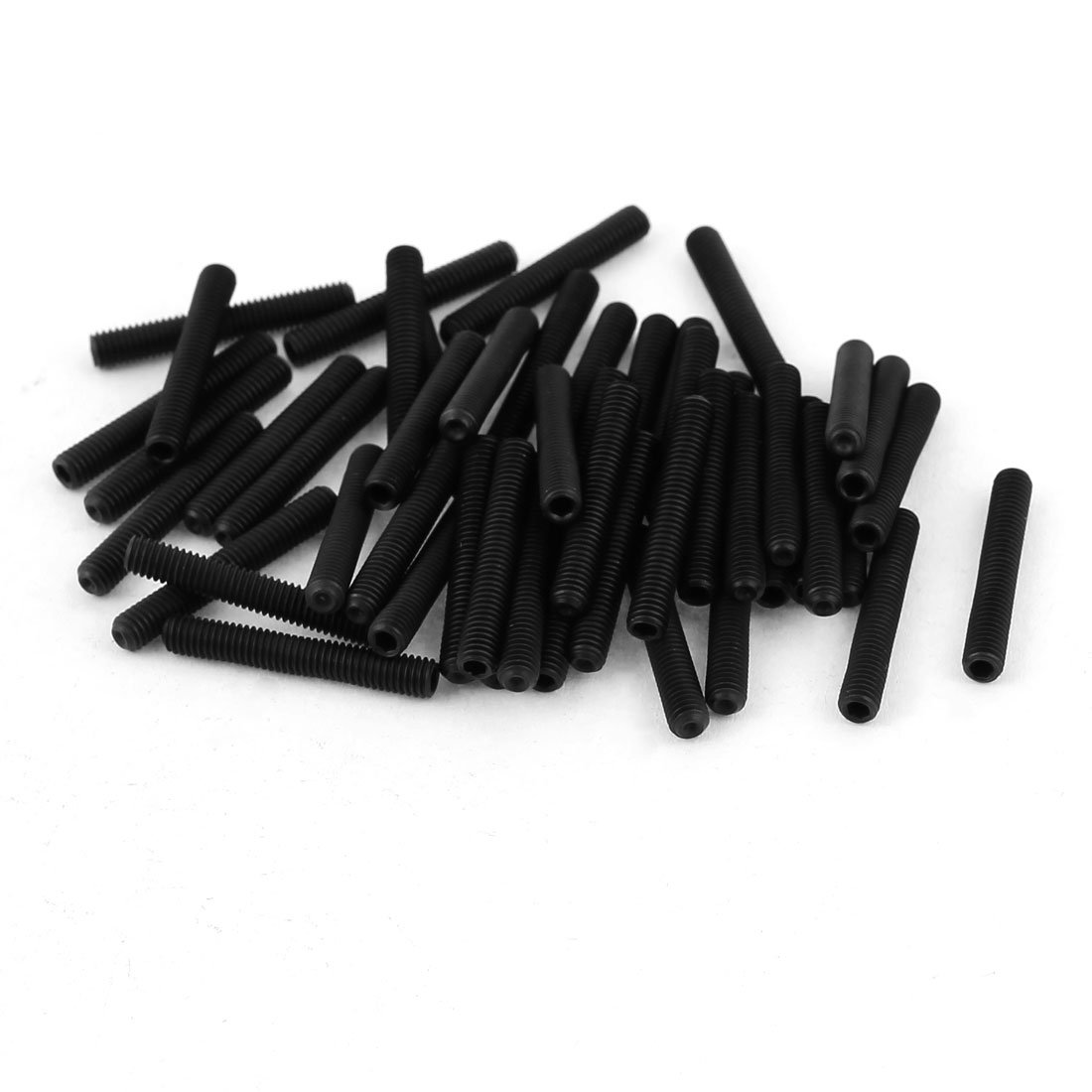 sourcing map 50Pcs Black M3 x 20mm Alloy Steel Hex Socket Set Grub Screws Headless Cup Point