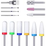 Ceramic Nail Drill Bit Set - 13 Pcs 3/32 Inch Professional Acrylic Nail Bits Diamond Carbide Cuticle Removal Bits for Electri