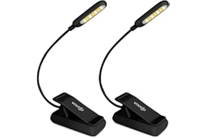 VAVOFO Clip On Rechargeable Reading Light, 7 LEDs with 3 Colortemperature 9 Brightness Levels Book Lights for Reading in Bed with Power Indicator for Bookworms (2 Pack Black)