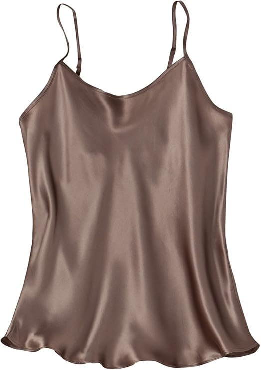 WinterSilks Women's Washable Silk Charmeuse Camisole M Brown Sable