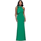 Betsy & Adam Women's Floor-Length, Sleeveless, Bow Detail, with Fitted Silhouette, Green, 4