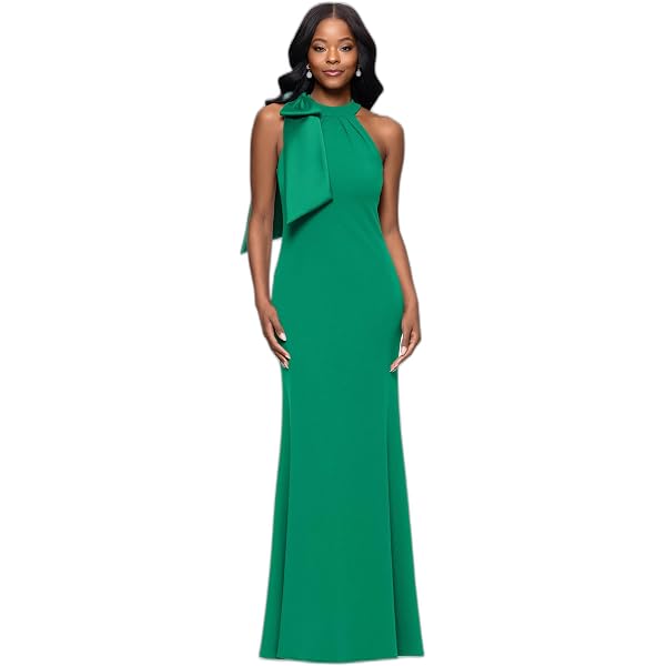 Betsy & Adam Womens Elegant Long Chiffon Floral with Ruffle Detail and Tie  Neck Special Occasion Dress, Green/Multi, 12 US at Amazon Women's Clothing  store