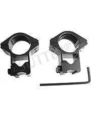 Support Lunette Double Anneau 25,4 Mm - Pour Rail 11 Mm - Alliage Aluminium - Hauteur 52 Mm - Noir