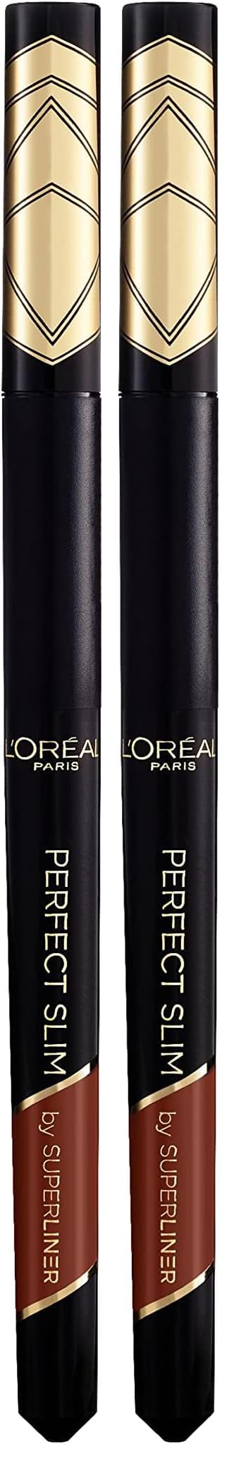 L'Oreal Paris Perfect Slim Liquid Eyeliner, Superliner, Smudge-Proof, Water-Resistant, Intense Matte Colour, Grey (Pack of 2)