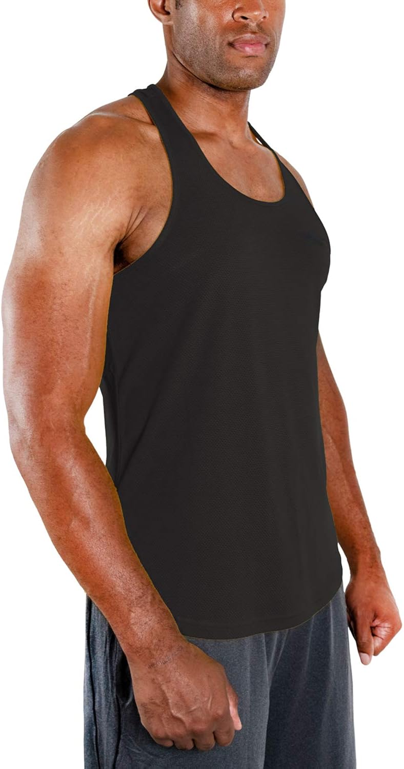 DEVOPS 3 Pack Men's Y-Back Dri Fit Muscle Gym Workout Tank Top: Clothing