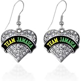 Inspired Silver - Silver Pave Heart Charm French Hook Drop Earrings with Cubic Zirconia Jewelry