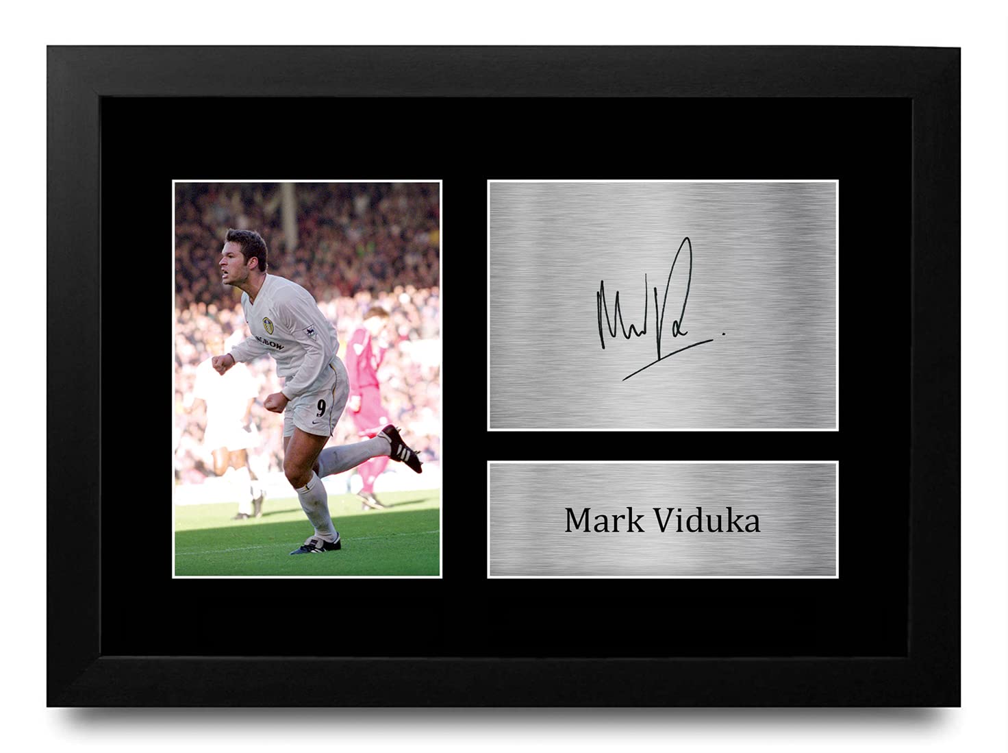 HWC Trading FR A4 Mark Viduka Leeds United Gifts Printed Signed Autograph Picture for Football Fans and Supporters - A4 Framed