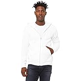 Bella Canvas Unisex Poly-Cotton Fleece Full-Zip Hooded Sweatshirt S DTG White