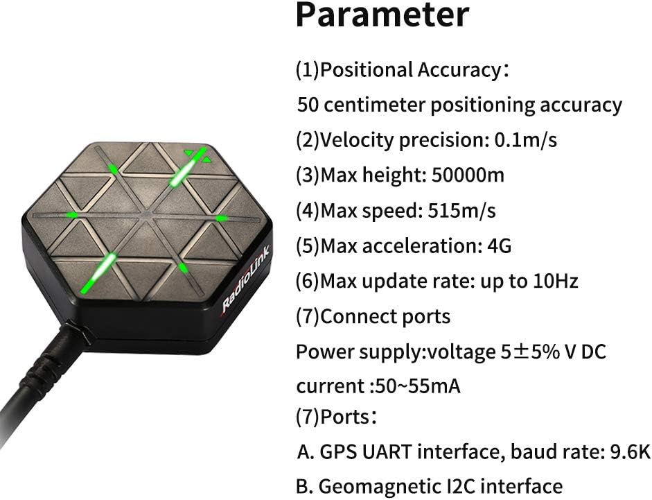 Radiolink M8N GPS SE100 Module High Positional Accuracy Works with GLONASS/BeiDou for APM Pixhawk Flight Controller DIY FPV Drone, Quad and More: Toys & Games