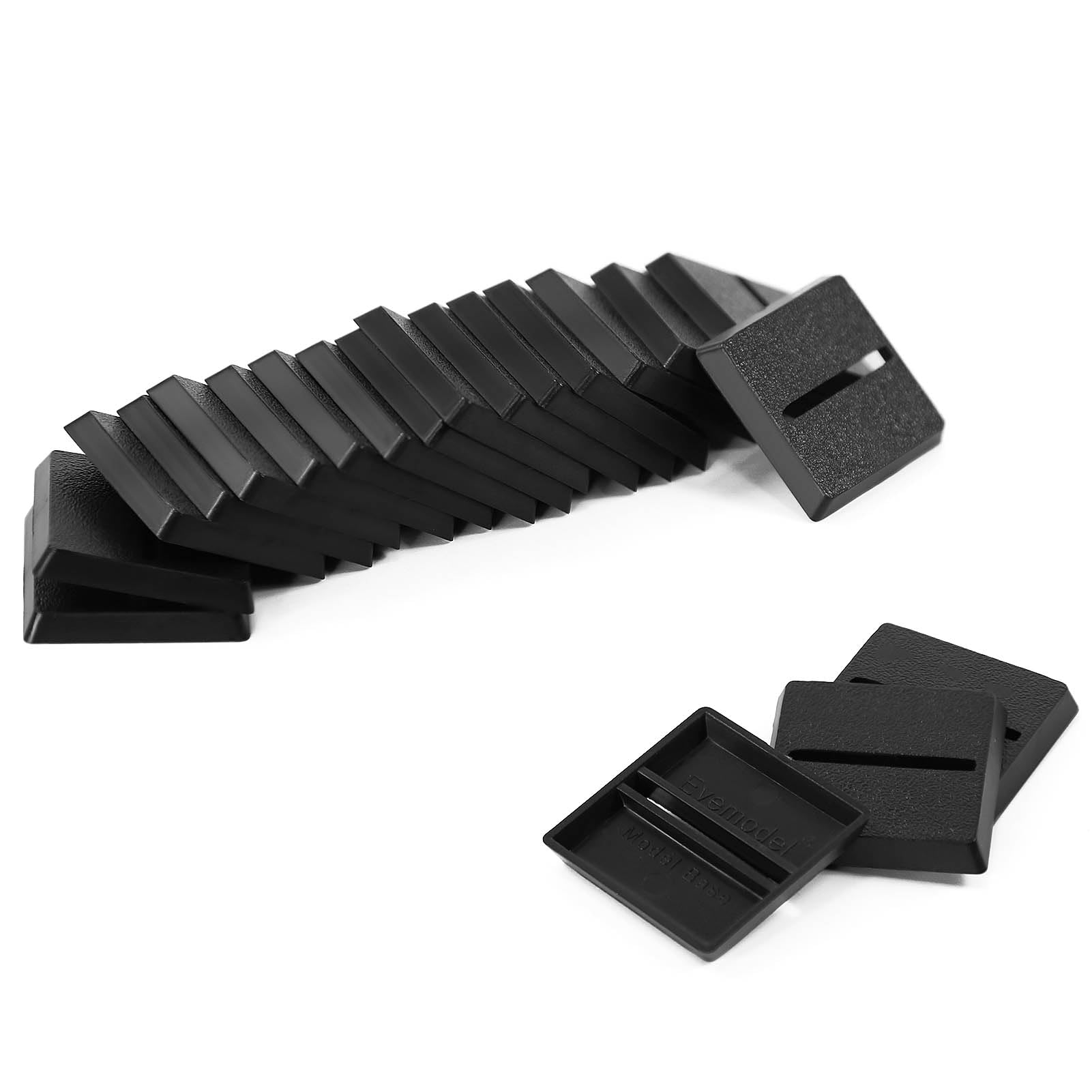 Photo 1 of Evemodel Model Square Bases with Slot Plastic Black for Wargame Tabletop (25 * 25mm with slot-40pcs)