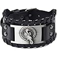 GelConnie Viking Bracelet Punk Leather Cuff Bracelet Gothic Leather Wristband Bracelet with Nordic Amulet Scandinavian Talisman Celtic Pagan Jewelry