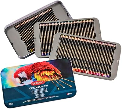 Derwent Chromaflow Pencils 100 Set in Tin 3.5mm Core Professional Quality